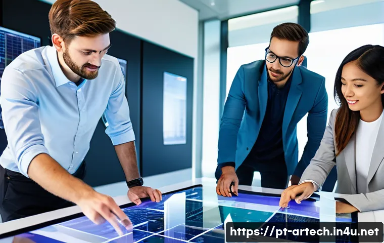 건축기술사 시험 최신 트렌드 - **Prompt 1: Future of Collaborative Engineering Design**
    "A diverse team of four civil engineers...