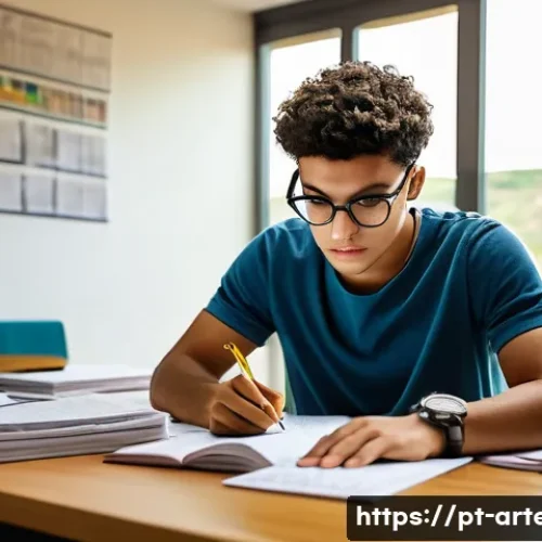 건축기술사 시험의 시간 배분 전략 - A focused Brazilian civil engineering student sitting at a clean desk in a bright study room, surrou...